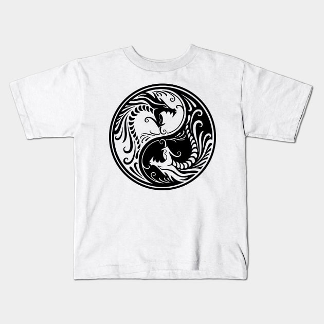 Dragon ying-yang Kids T-Shirt by yukiotanaka